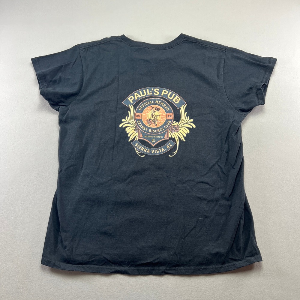 Gildan T Shirt Womens L Black Pauls Pub Cranky Bishes Club Graphic Ultra Cotton